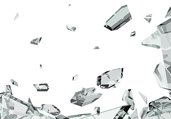 Image showing Pieces of demolished or Shattered glass isolated 