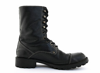 Image showing Black leather boot