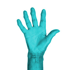 Image showing Hand symbol, saying five, saying hello or saying stop