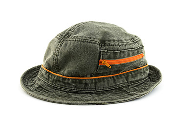 Image showing Denim hat with orange zipper