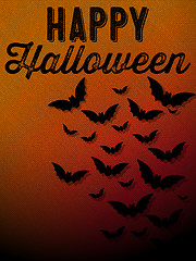 Image showing Happy Halloween Ghost Bat Icon Background