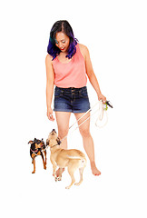 Image showing Woman with her two dog's.