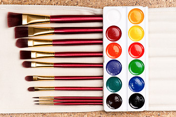 Image showing Paints and brushes