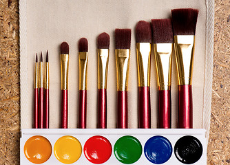 Image showing Paints and brushes