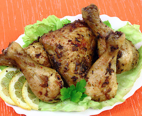 Image showing Roasted chicken drumsticks