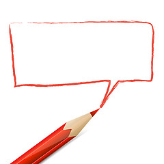 Image showing Red speech bubble drawn with pencil