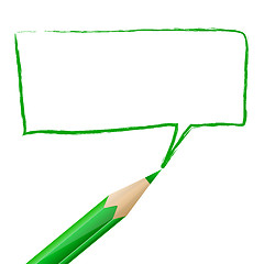 Image showing Green speech bubble drawn with pencil