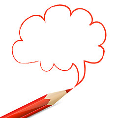 Image showing Red speech bubble drawn with pencil