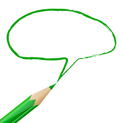 Image showing Green speech bubble drawn with pencil