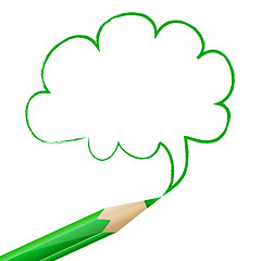 Image showing Green speech bubble drawn with pencil