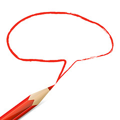 Image showing Red speech bubble drawn with pencil