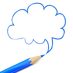 Image showing Blue speech bubble drawn with pencil