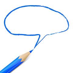 Image showing Blue speech bubble drawn with pencil