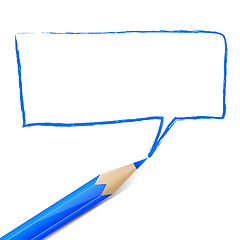 Image showing Blue speech bubble drawn with pencil