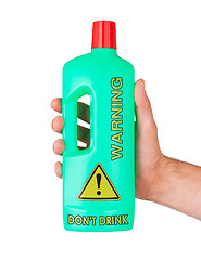 Image showing Plastic bottle cleaning-detergent, danger