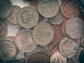 Image showing Retro look Pound coins