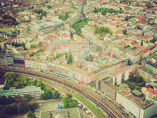 Image showing Retro look Berlin aerial view