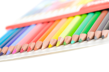 Image showing Colored pencils in box