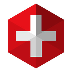 Image showing Switzerland Flag Hexagon Flat Icon Button