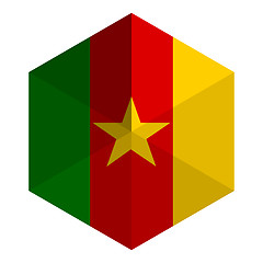 Image showing Cameroon Flag Hexagon Flat Icon Button