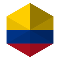 Image showing Colombia Flag Hexagon Flat Icon Button