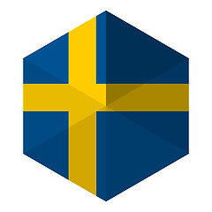 Image showing Sweden Flag Hexagon Flat Icon Button