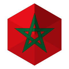 Image showing Morocco Flag Hexagon Flat Icon Button