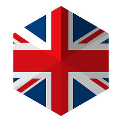 Image showing UK Flag Hexagon Flat Icon Button