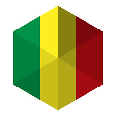 Image showing Mali Flag Hexagon Flat Icon Button