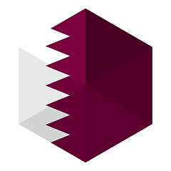 Image showing Qatar Flag Hexagon Flat Icon Button