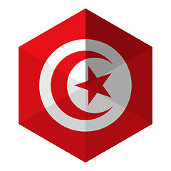 Image showing Tunisia Flag Hexagon Flat Icon Button