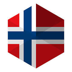 Image showing Norway Flag Hexagon Flat Icon Button