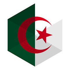 Image showing Algeria Flag Hexagon Flat Icon Button