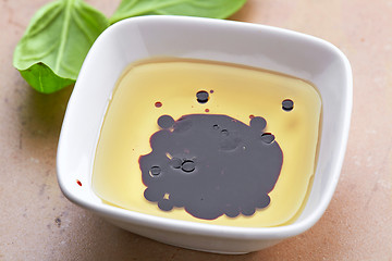 Image showing bowl of oil and balsamic vinegar