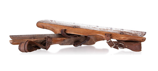 Image showing Old wooden ice skates