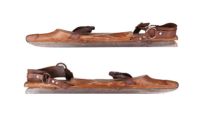 Image showing Old wooden ice skates