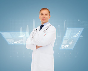 Image showing smiling male doctor with stethoscope