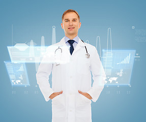 Image showing smiling male doctor with stethoscope