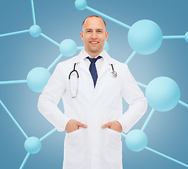 Image showing smiling male doctor with stethoscope