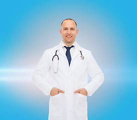 Image showing smiling male doctor with stethoscope