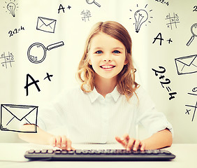 Image showing student girl with keyboard