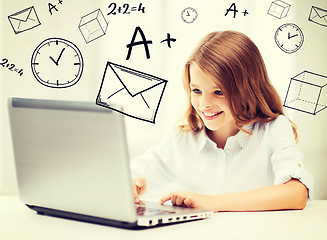 Image showing girl with laptop pc at school