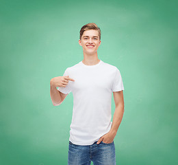 Image showing smiling young man in blank white t-shirt