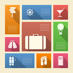 Image showing Colored vector icons for vacation with place for text