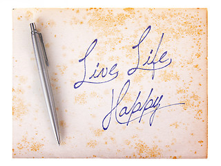 Image showing Old paper grunge background - Live life happy