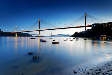 Image showing highway bridge at night