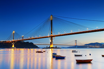 Image showing highway bridge at night