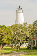 Image showing The Ocracoke Lighthouse and Keeper's Dwelling on Ocracoke Island