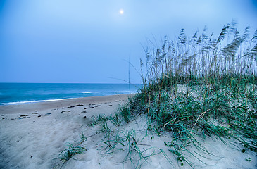 Image showing Beautiful empty beach at sunrise 