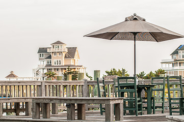 Image showing gazebo jetties near beach